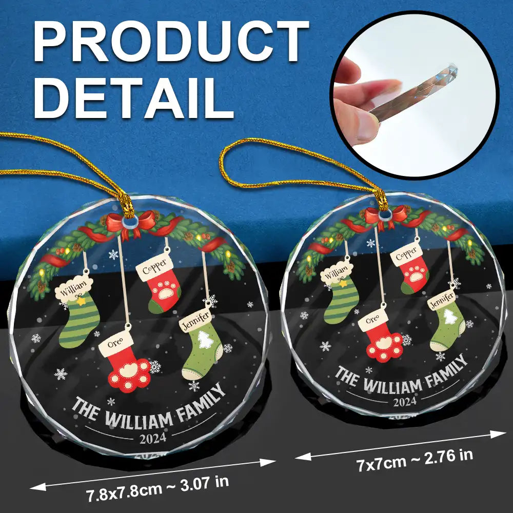Family Stockings - Personalized Circle Glass Ornament