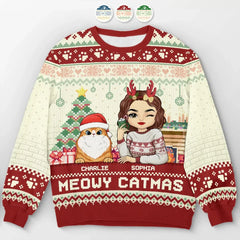 Happy Pawlidays - Dog & Cat Personalized Custom Ugly Sweatshirt - Unisex Wool Jumper - Christmas Gift For Pet Owners, Pet Lovers