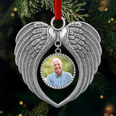 Custom Photo Metal Angel Wings Ornament - Personalized Memorial Sympathy Gifts For Loss Of Mom, Dad - Always Loved, Never Forgotten