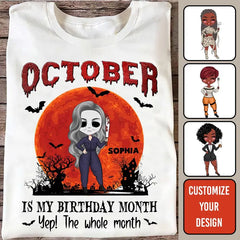 Personalized Halloween, Custom Halloween Shirts, Personalized Halloween Gifts, Halloween Shirt, Halloween Shirts For Women, October Birthday Shirts For Woman
