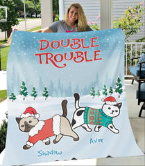 Christmas Double Trouble Cat Personalized Blanket B-NB2014