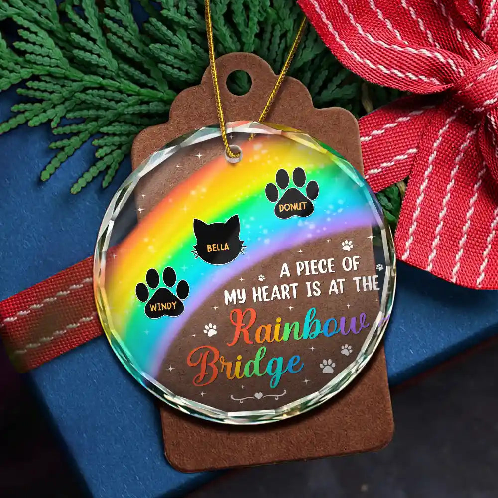A Piece Of My Heart Memorial Christmas - Personalized Circle Glass Ornament