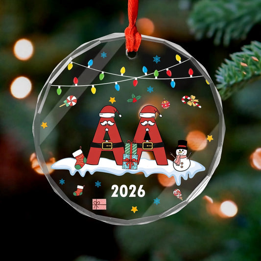Letter Name With Christmas Light - Personalized Glass Ornament, Christmas Ornament, Family Christmas Keepsake, Christmas Tree Decor