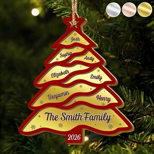 Custom Wooden Mirror Acrylic Ornament - Personalized Christmas Birthday Gifts For Mom, Dad, Brother, Sister, Kids - Merry Hearts Always
