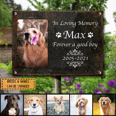 In Loving Memory, Pet Memorial, Custom Photo, Personalized Pet Name & Year Metal Yard Sign, Pet Loss Keepsake